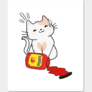 Funny Persian cat Spilled Hot Sauce Posters and Art